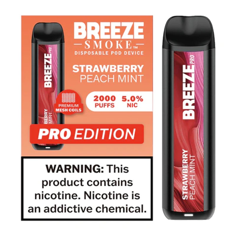Breeze Smoke 2000puffs 6ml 10ct Strawberry Peach Mint