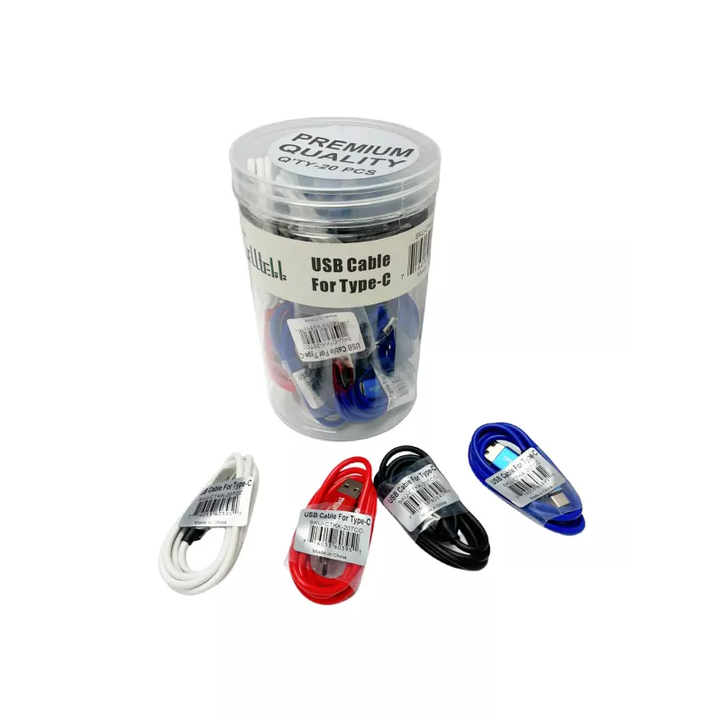 Celltekk USB Cable For Type C Jar 20pcs