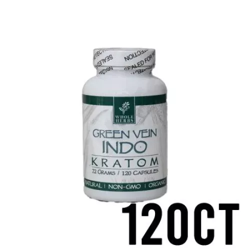 whole herb Kratom 120ct Capsules green Vein Indo