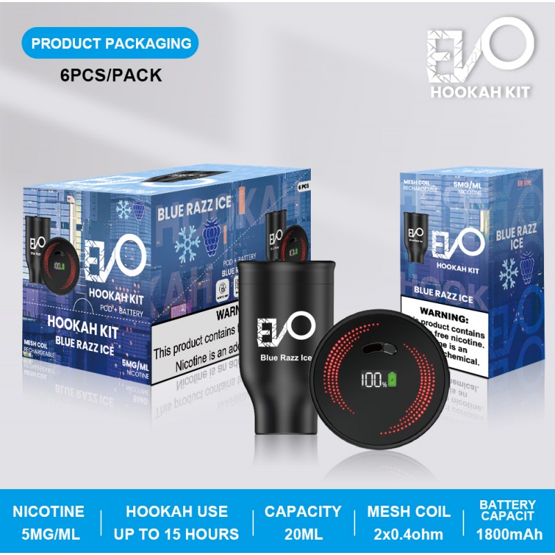 Evo Hookah Pod 20ml 6pcs Blue Razz ice