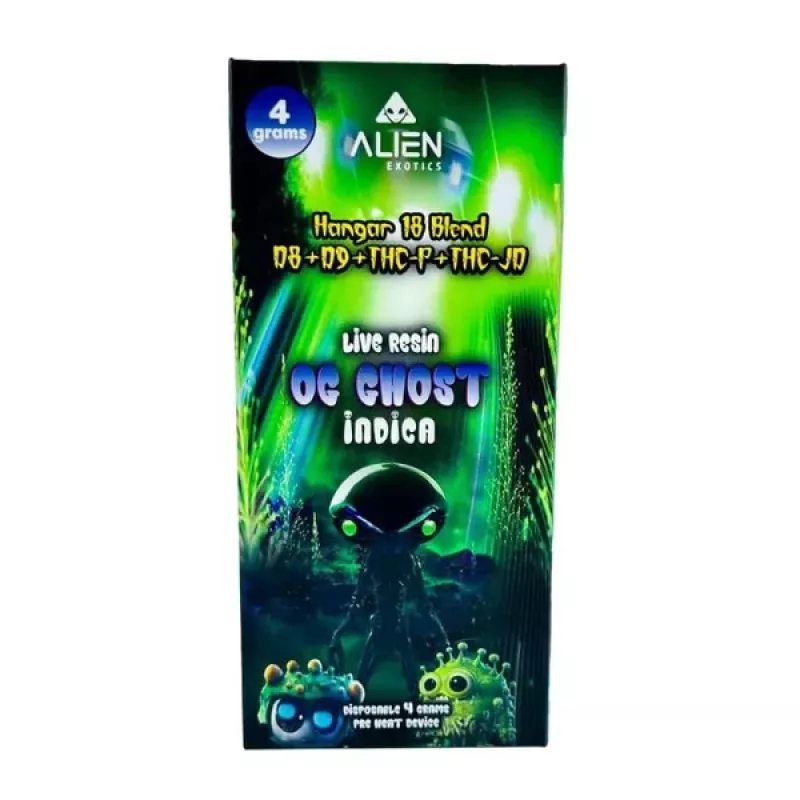 Alien D8 D9 THCP THC JD Disposable 4gm 5ct OG Ghost {Indica}