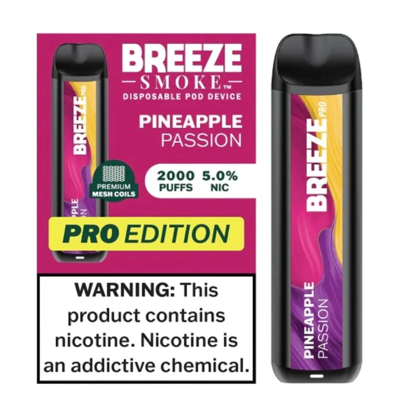 Breeze Smoke 2000puffs 6ml 10ct Pineapple Passionfruit