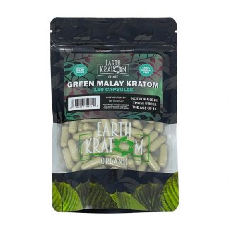 Earth Kratom 150ct Capsules Green Malay