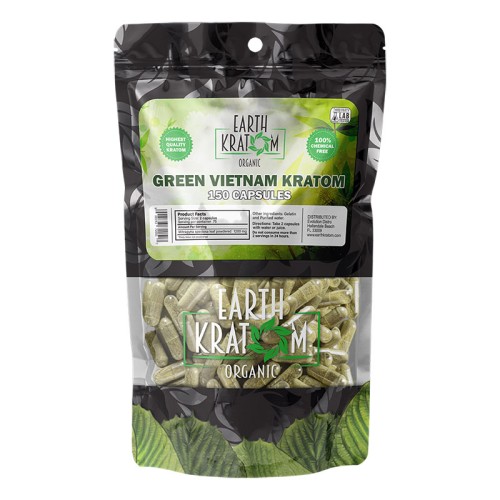 Earth Kratom 150ct Capsules Green Vietnam